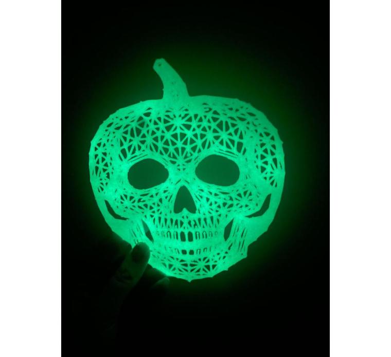 Svítící – Dýně s vyřezanou lebkou — 3D tištěná halloween dekorace